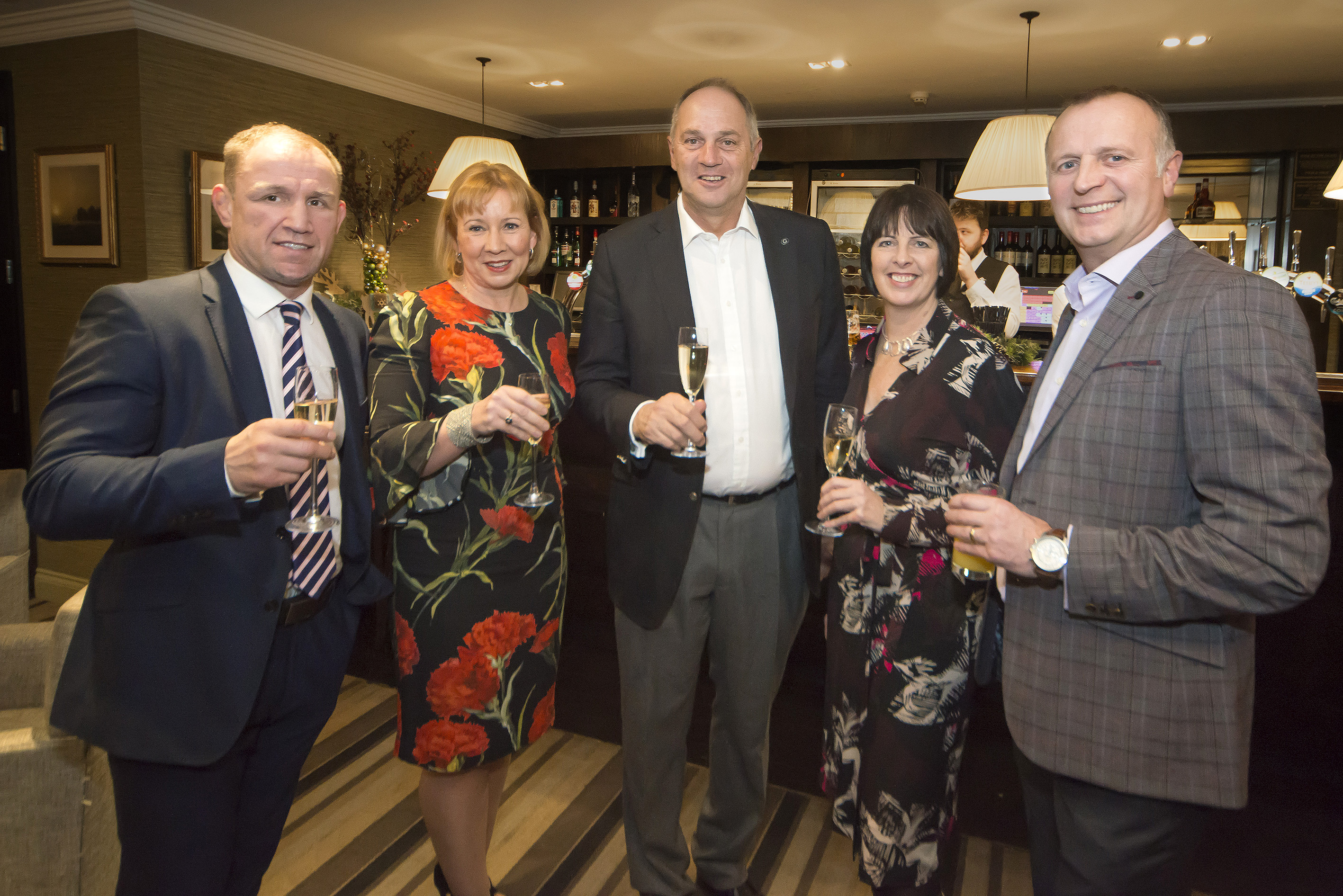 Neil Back (Fortius), Helen Andrews (RizkMcCay), Sir Steve Redgrave (Gleeds Ambassador), Vivienne Clements (Henry Boots Developments), Major Richard Carney (Dallas Burston Polo Club)
